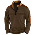 thumbnail image 1 of Mens Autumn Winter Folded Long Sleeve Sweatshirt Standing Collar Zip Flya Way Hoodless Sweatshirt Top, 1 of 4