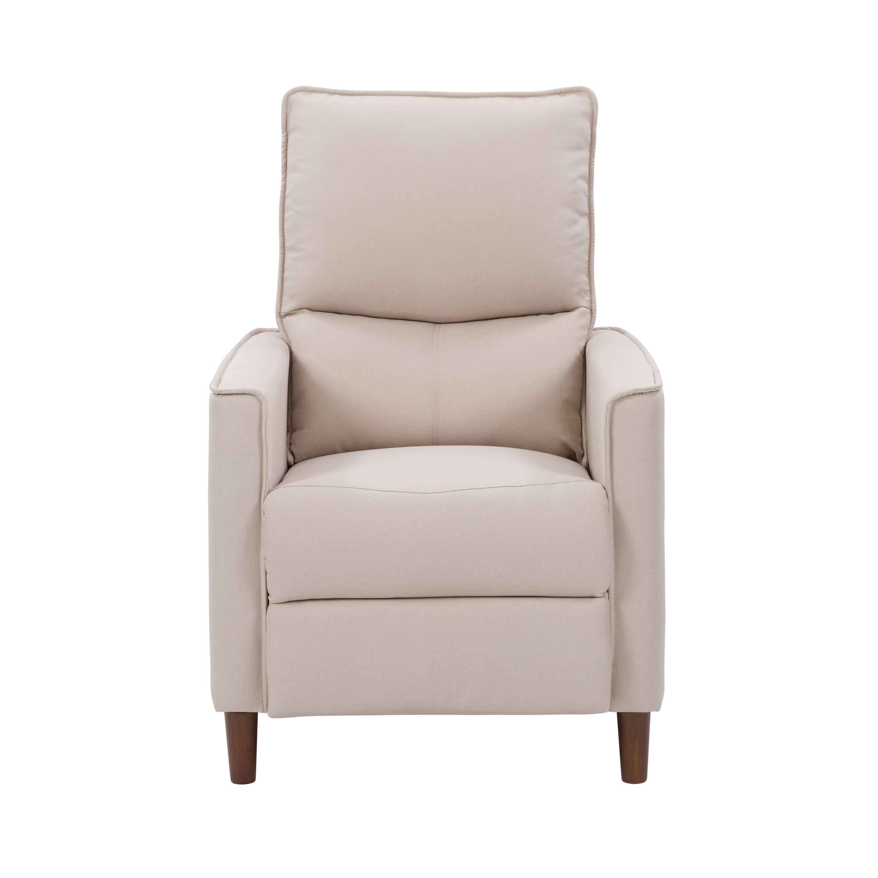 CorLiving Alder Upholstered Indoor Push Back Manual Recliner with Wood Legs, Beige