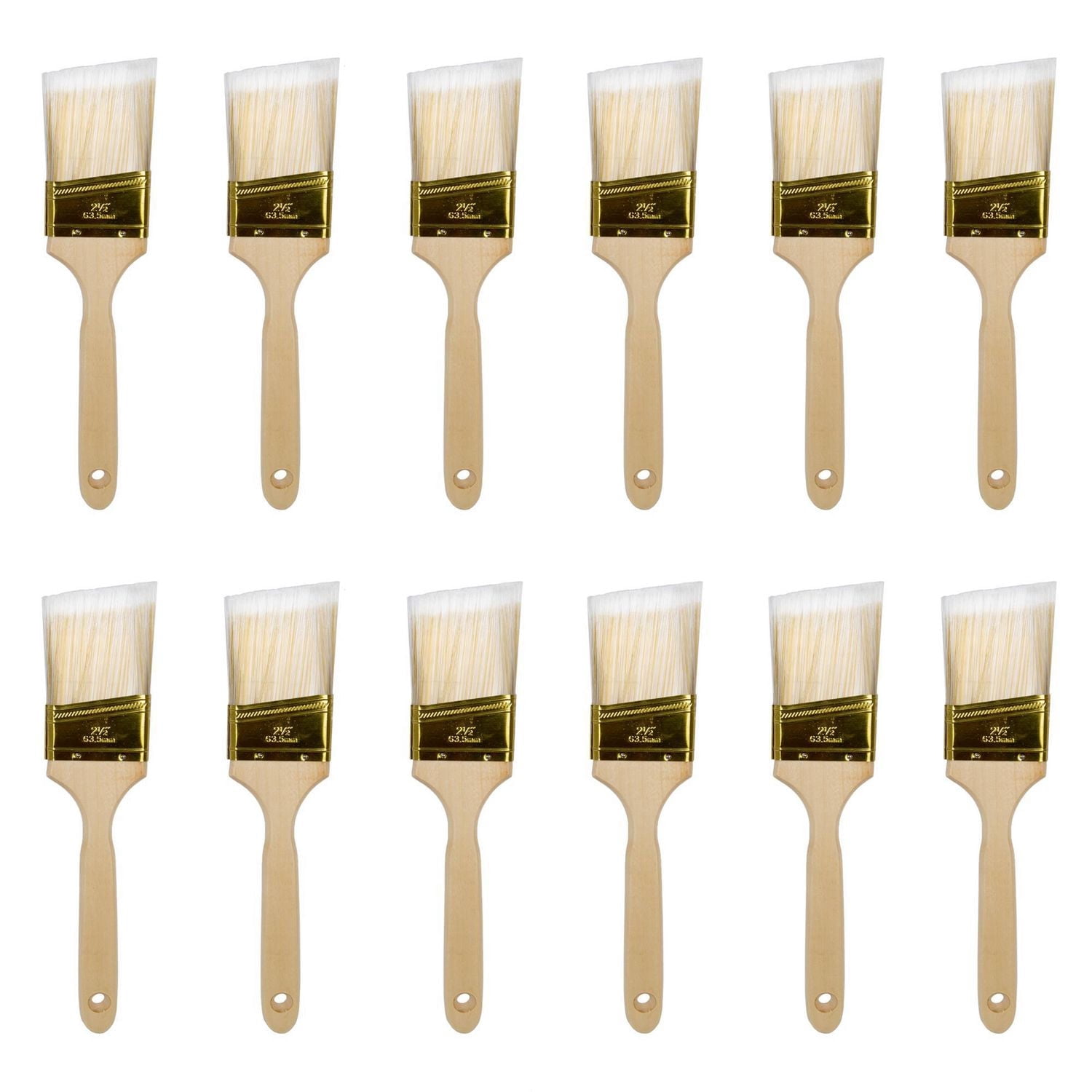 ACTION-1 Professional Quality Angled Paint Brush, Pack of 12