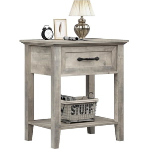 Ourlova Table de chevet gris avec table latérale tiroir pour espaces 2 Table de chevet avec commode pour la chambre à coucher