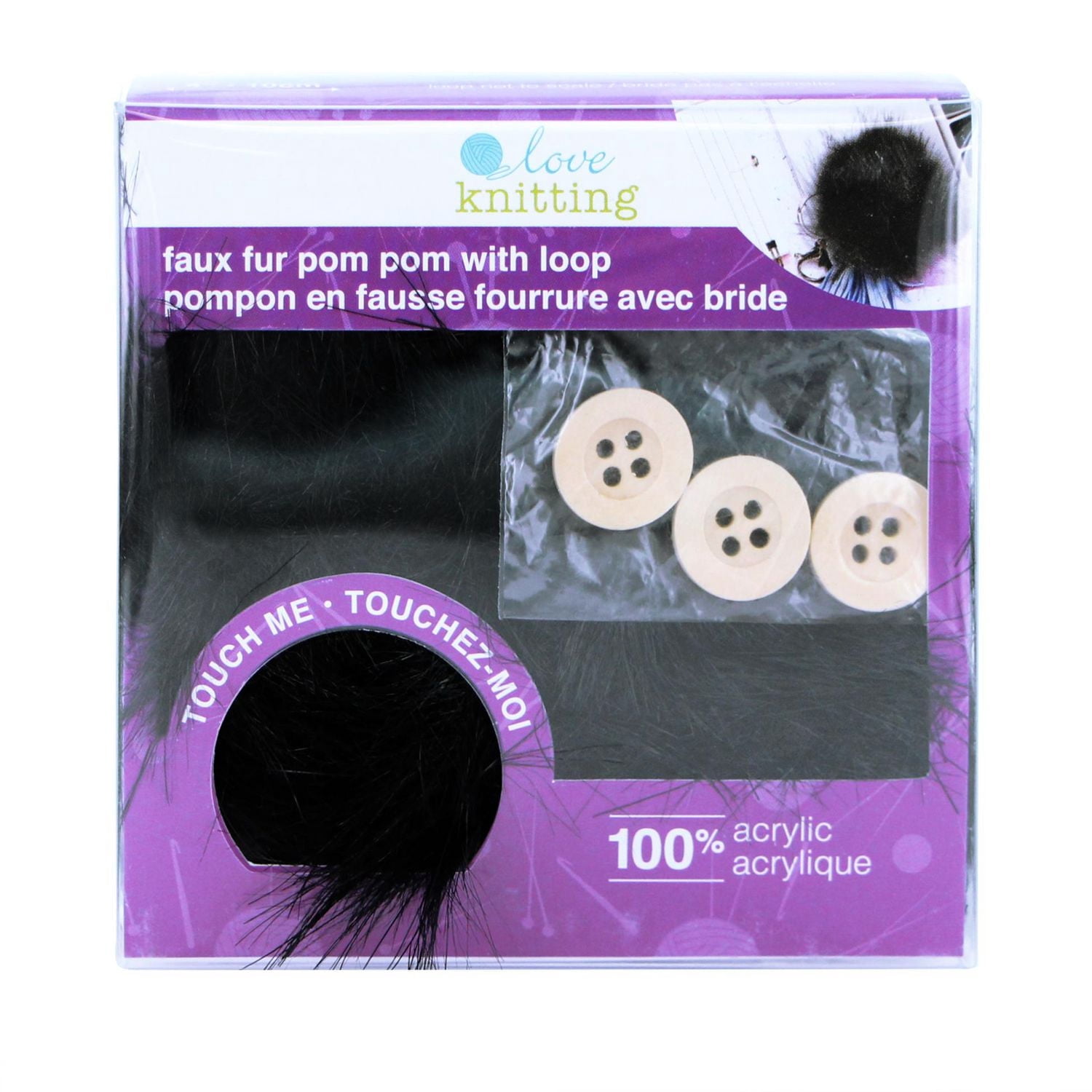 LOVE KNITTING Pom Pom 10 cm (4 po) noir - 2 pièces