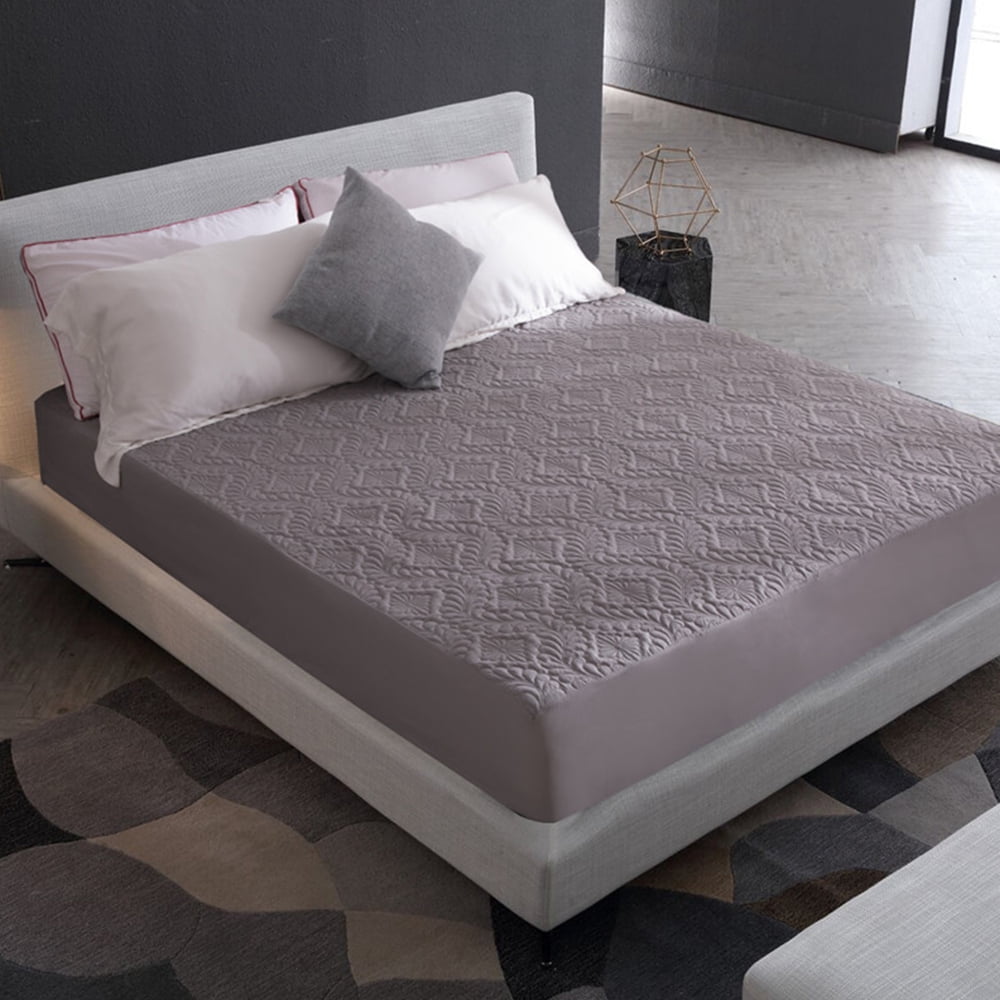 Mattress Protector Grey,Fitted Sheet Moisture Protection Waterproof Bed Pads Cotton Mattress Topper Silent Suitable for Box Spring Bed