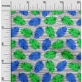 thumbnail image 2 of oneOone Tissu Polyester Spandex Bleu Foncé Feuille Tropicale avec Texture Rayée Projets de Couture Tissu Imprimé au Mètre 56 Pouces de Large, 2 of 4