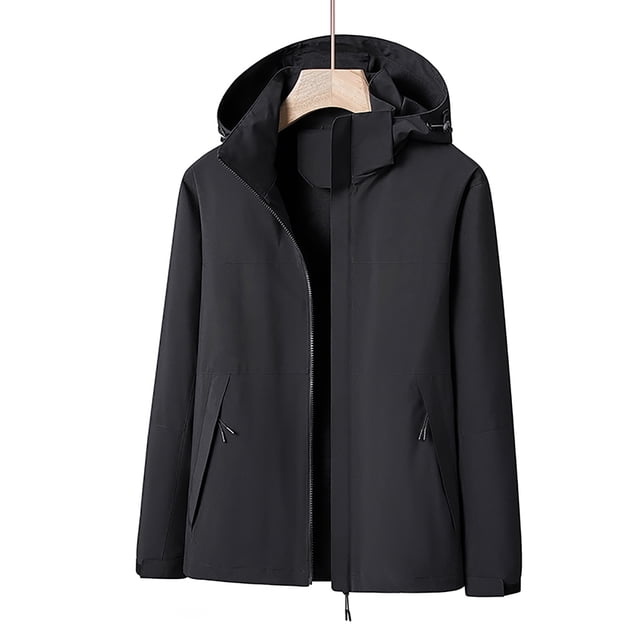 LSLJS Manteau pour Femme Manteau Chaud Imperméables Coupe-Vent Manteau de Pluie à Capuche Coupe-Vent Extérieur Imperméable à Capuche Manteau ( Noir, TTG)