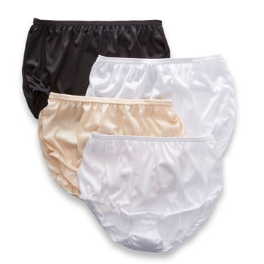 Women's Teri 331 Full Cut Nylon Brief Panty - 4 Pack (Basic Asst 5)