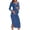 bleu, variante sur Robe de Maternité à Manches Longues, Robe Midi en Tricot Côtelé avec Fente Latérale