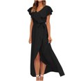 thumbnail image 2 of SMihono Robes d'Été Bohémiennes Femmes Grande Taille Mode Femmes Été Décontracté Col en V Bandage Manches Courtes Robe Imprimée Florale, 2 of 8