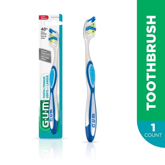 GUM® Brosse à Dents & à Langue, Régulière, Soies Souples