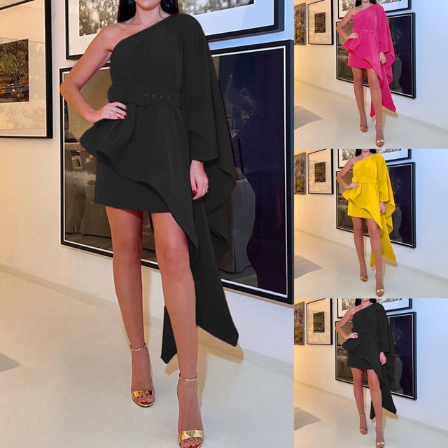 Gspmoly Robes pour Femmes, Mode Femmes Aguichant Été à une Épaule à Manches Courtes Robe Mini Robes Formelles pour Femmes Offres du Jour