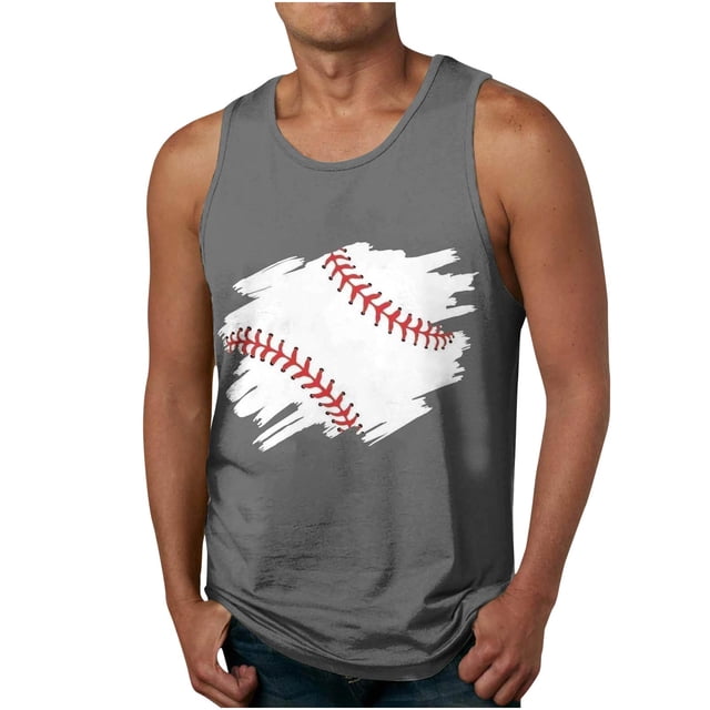 LSLJS Débardeurs de Baseball pour Hommes Été Décontracté Sans Manches T-Shirt Hauts à Imprimé de Baseball