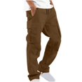 thumbnail image 1 of Men‘s Elastic Waist Loose Fit Lightweight Workwear Casual Cargo Pull On Pants With Multi Pockets, 1 of 5