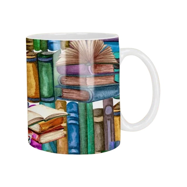 XZNGL 3D Bookshelf Mug Ceramic Coffee Cup with 350ml Capacity and Stackable Design for Home Office Gym Camping Use