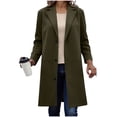 thumbnail image 2 of WRKEKC Coats for Women Long Sleeve Solid Color Button Multi Pocket Wool Blend Long Jacket Top for Daily Appeal and Functional Design, 2 of 5