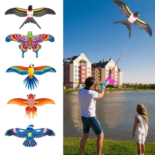 Jouet Cerf-Volant pour Petits Enfants avec Canne à Pêche Design Dynamique de Poisson Rouge Matériau Plastique 118 X 594 Pouces Canne Carbone Squelette pour Jeu Intérieur Extérieur Facile à Assembler A