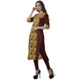 thumbnail image 4 of Moomaya Kurtis Droits Imprimés pour Femmes, Col en V, Manches Retroussables, Kurta Tunique, 4 of 6