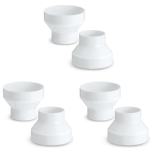 6 Pcs 6 to 4 Inch Duct Reducer Increaser ABS Air Duct Adapter Duct Fan or Dryer Vent Adapter Pipe Connector, White