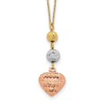 thumbnail image 1 of Diamond2Deal 14K Collier Chaîne Ropa Tricolore Perles Dorées et Cœur 18 Pouces pour Femmes, 1 of 4