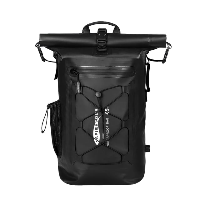 AFISHTOUR Sac à Dos Imperméable, Sac Étanche Flottant à Dessus Roulé 45 L pour Kayak, Randonnée (Noir)