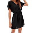 thumbnail image 2 of Fshaion Robe d'Été pour Femmes 2024 Grande Taille Décontractée Ample Robe Imprimée Robe de Plage Col en V Manches Courtes Robes Liquidation à Moins de 10!, 2 of 6