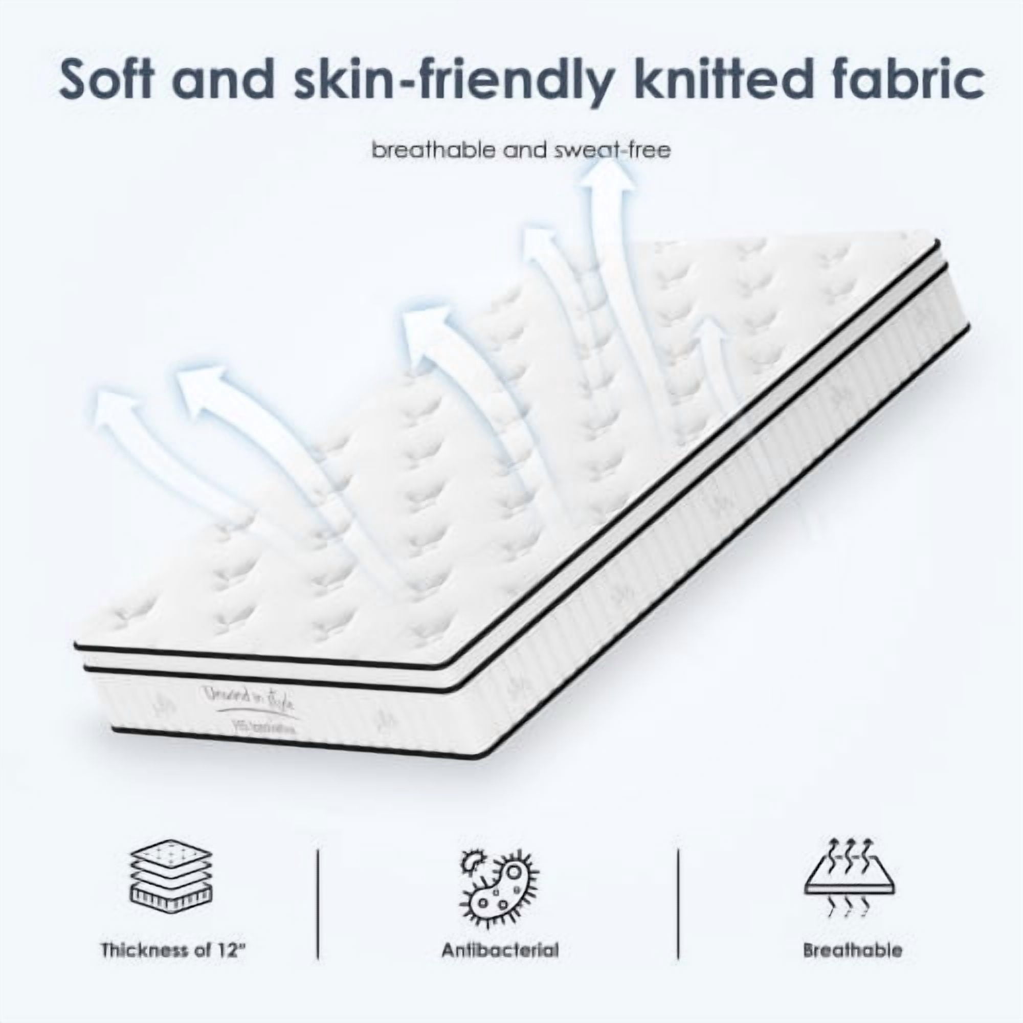 taoruifang white 12 Inch Full Mattress , Memory Foam Mattress with Pocket Spring, Soft & Comfortable Medium Firm