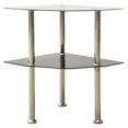 thumbnail image 1 of vidaXL 2-Tier Side Table Transparent & Black 38x38x50cm Tempered Glass, 1 of 5