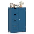 thumbnail image 1 of Gymax Armoire de Salle de Bain Autoportante en Bois à 4 Tiroirs Armoire de Rangement Réglable Bleu, 1 of 10