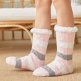 thumbnail image 2 of Womens Winter Stripe Super Soft Warm Cozy Fuzzy Fleece-lined Sock, 2 of 7