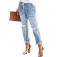thumbnail image 4 of Joggeur en Denim Bleu Ciel pour Femmes, Rond, avec Poches, Usé, 4 of 10
