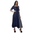 thumbnail image 3 of Moomaya Robe Midi en Viscose à Manches Courtes Imprimée Style Santoon à Taille à Cordon pour Femmes, 3 of 4