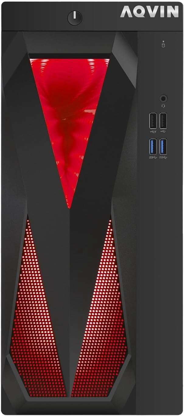 RGB Desktop PC Tower, Intel Core i5 Processor 8GB RAM 256GB SSD WiFi Bluetooth, 4K Support HDMI DisplayPort, Windows 11 Pro ~ AQVIN
