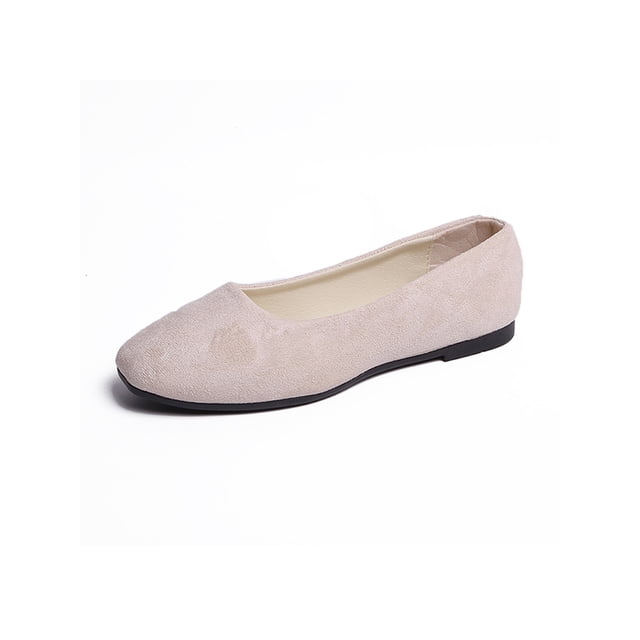 MAWCLOS Chaussures Décontractées pour Femmes Chaussures de Marche Confort à Enfiler Ballerines Mode Bout Carré Ballerine de Soirée Beige 7