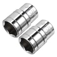 thumbnail image 1 of Unique Bargains 2Pcs 1/2-inch Drive 19mm Cr-V 6-Point Shallow Socket, 1 of 5