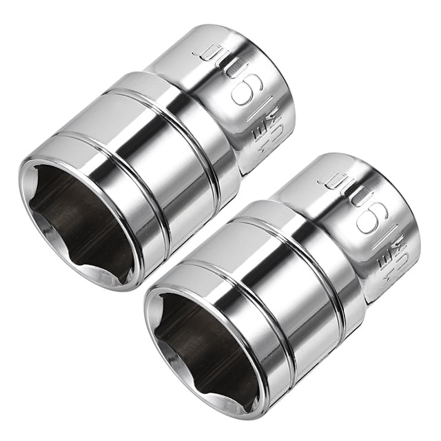 Unique Bargains 2Pcs 1/2-inch Drive 19mm Cr-V 6-Point Shallow Socket