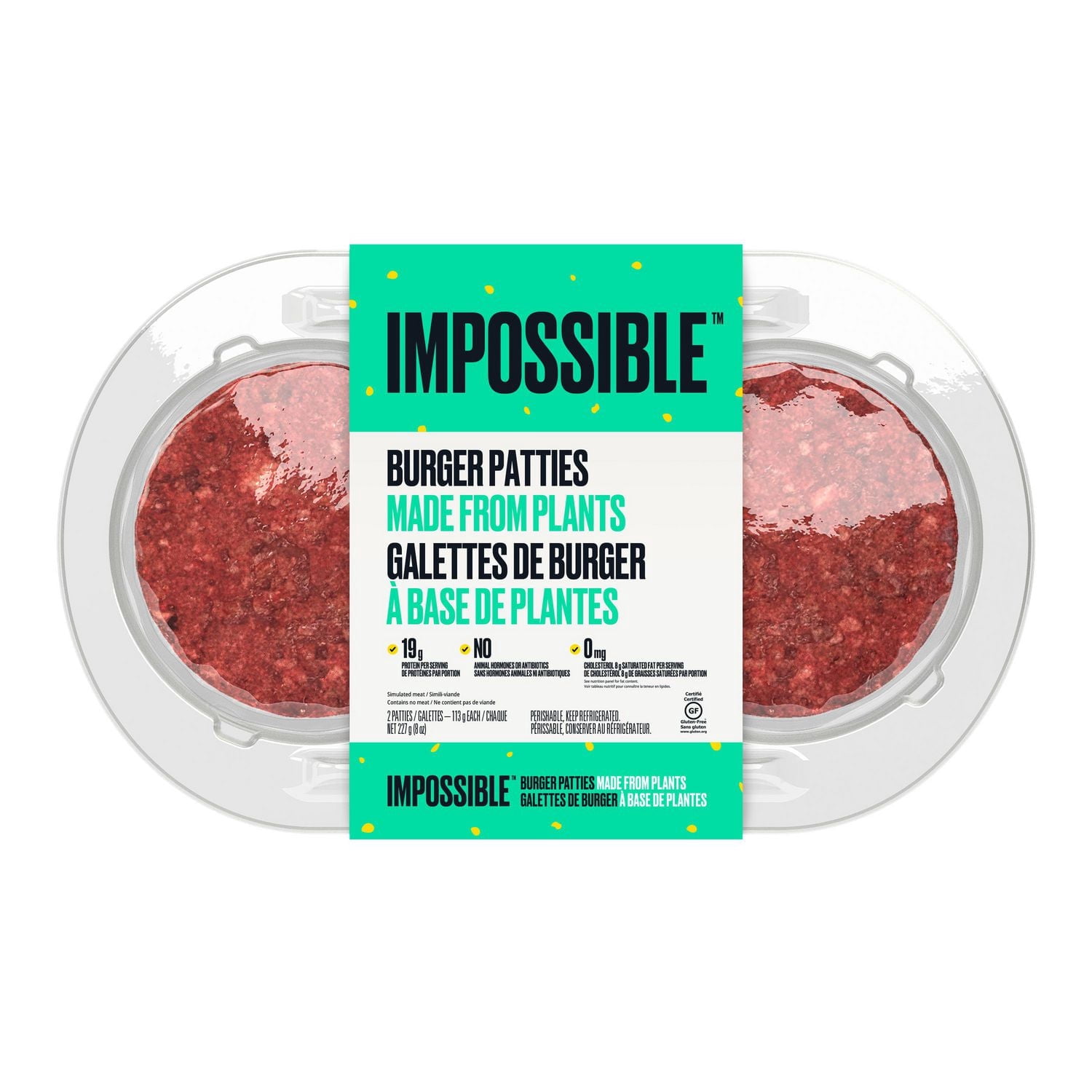 Impossible Burger Patties 226g, Impossible Burger Patties Made from Plants 226g