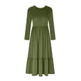 thumbnail image 3 of Yuyuzo Robes d'Automne pour Femmes à Manches Longues, Col Ras du Cou, Froncées, à Volants, Fluides, Confortables, Basiques, Robe Maxi, Couleur Unie, 3 of 4