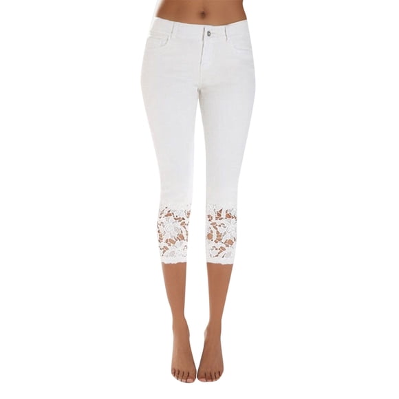 Ketyyh-chn99 Jeans for Women Flare Jeans Pants Casual Stretch Jeans Skinny Slim Fitness Pants Trousers White,M