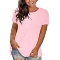 thumbnail image 1 of WTXUE T-Shirts à Manches Courtes, Chandails à Col Rond pour Femmes en Coton, Chandails Amples, T-Shirts Amples, Hauts Unis / Décontractés pour Femmes Pink XXL, 1 of 8