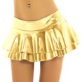 thumbnail image 1 of Sxiwei Women's Shiny Metallic Skirt High Waist Layered Pleated Ruffled Mini Skirt Rave Party Clubwear Metallic Gold S, 1 of 7