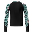 thumbnail image 2 of YiZYiF Kids Girls Sun Protection Tropical Long Sleeve Rash Guard Tops UPF 50+ Swim Shirt Bathing Suits Black 10, 2 of 5