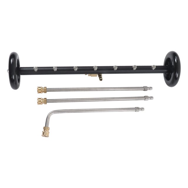 Undercarriage Cleaner, Two Rubber Wheels Stainless Steel Nozzles 1/4 Inch Connection Under Car Water Broom 4000psi With 3 Extension Wands For Garage