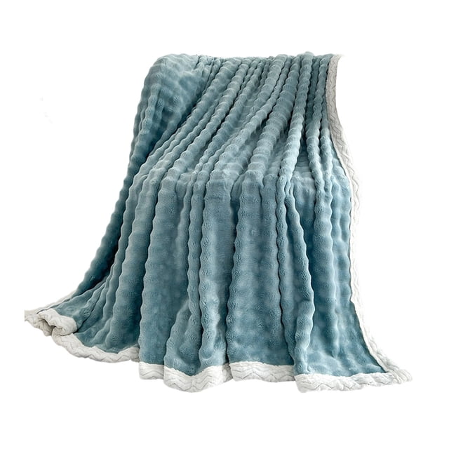 Bwiyojiz Home & Kitchen Decor Bedding Textiles Blankets Throws Soft Fleece Blanket Warm and Layer Double-sided All-season Solid Color, Gifts for Mom, Blue