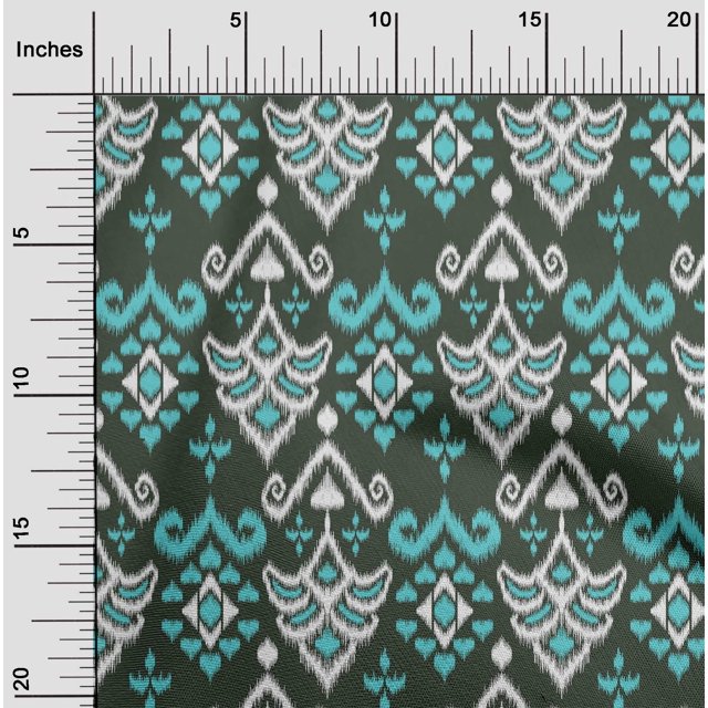 oneOone Silk Tabby Fabric Damask Ikat Print Fabric By The Yard 42 Inch Wide