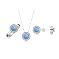 thumbnail image 1 of RYLOS Halo Designer Matching Set Sterling Silver: Ring, Earring & Pendant Necklace. Gemstone & Diamonds, 4MM Turquoise December Birthstone; Size 10, 1 of 9