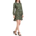 thumbnail image 4 of INSPIRE CHIC Robe Fleurie pour Femme à Col en V, Manches Longues, Taille Cintrée, Demi-Patte de Boutonnage, S Vert Foncé, 4 of 6