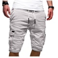 thumbnail image 1 of LSLJS Men's Sport Pure Color Bandage Casual Loose Sweatpants Drawstring Shorts Pant, 1 of 5