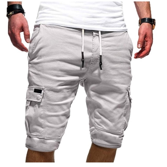 LSLJS Men's Sport Pure Color Bandage Casual Loose Sweatpants Drawstring Shorts Pant