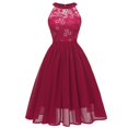 thumbnail image 1 of Pompotops Robe Trapèze Vintage pour Femme, Princesse, en Dentelle Florale, Cocktail, Encolure, Fête, Évasée, 1 of 5