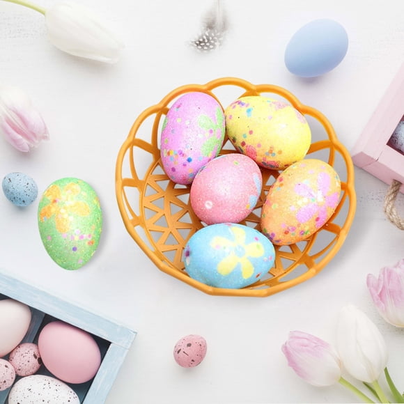 TACILIP Home Decoration, 6 Pack Colorful Foam Eggs Decorative Printed Easter Eggs Children Toys Eggs Holiday Decoration Set Decorative Eggs, Mother's Day Gifts