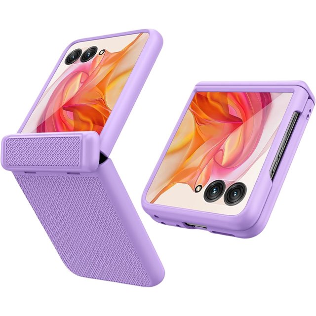 KOMI for Motorola razr+ 2024 case with Hinge Protection,Built-in External Screen Protector,for Moto Razr Plus 2024/razr 50ultra (External Screen 4″) Slim Shock Absorbing Case (Purple, Razr+ (2024))