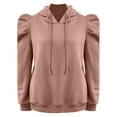 thumbnail image 4 of Chandail à Capuche Décontracté pour Femmes Manches Longues Bouffantes Chandail à Cordon Chandails en Molleton Coupe Ample Chemises Unies Mode Automne Chandail en Molleton Grande Taille Veste à Fermeture Éclair Tendance Chandails à Capuchon d'Hiver pour Femmes Demi-Pression Chandail, 4 of 5